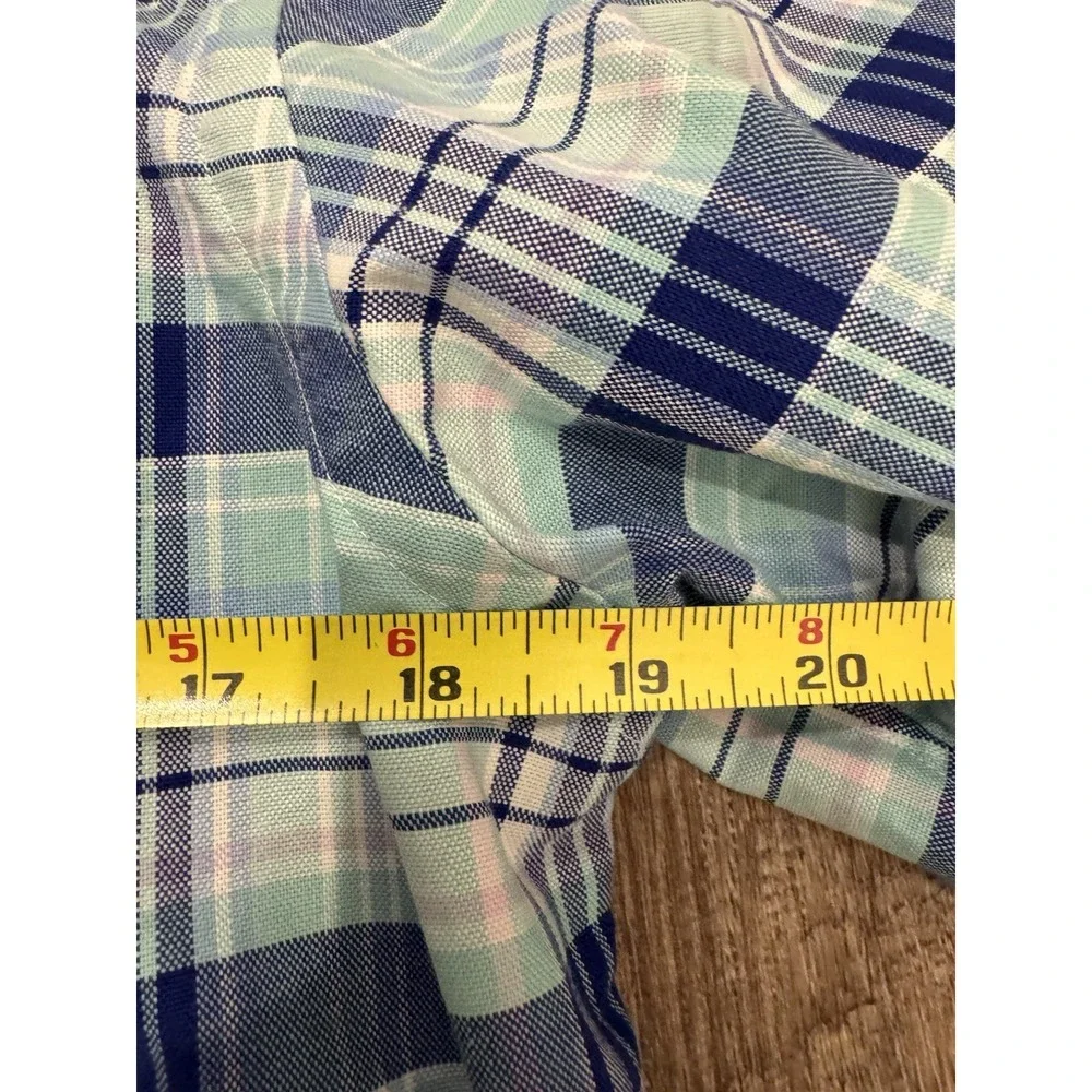 Ralph Lauren Men's Medium‎ Teal Blue Plaid Tartan Button Up